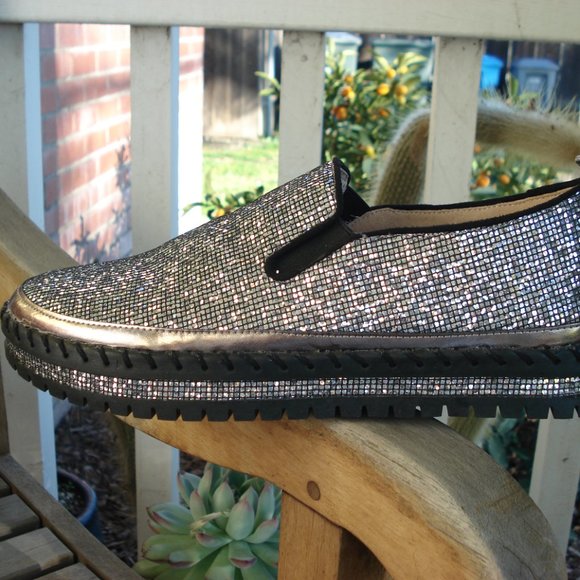 JOLIMALL Silver Glitter Slip On Sneakers Sz 10 - Picture 3 of 8
